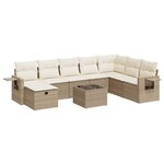 vidaXL Salon de jardin avec coussins 9 Pièces beige résine tressée