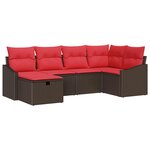 vidaXL Ensemble de Canapés avec coussin 6 Pièces Marron polyrotin
