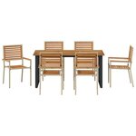 vidaXL Ensemble de salle à manger pour jardin 7 Pièces Beige
