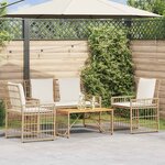 vidaXL Ensemble de meubles d'extérieur 4 Pièces Blanc Naturel et Crème