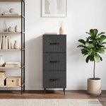 vidaXL Armoire à tiroirs Noir 33 x 34 5 x 89 5 cm Bois d'ingénierie