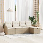 Ensemble de Canapés de Jardin 5 pièces avec Coussins Beige Poly Rattan