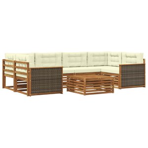 vidaXL Ensemble de canapés d'extérieur 7 pc Naturel et Crème