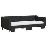 vidaXL Lit de jour avec lit gigogne et matelas noir 80x200 cm tissu