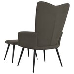 vidaXL Chaise de relaxation avec repose-pied Gris foncé Velours