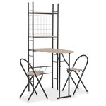 vidaXL Ensemble à dîner pliant 3 Pièces et étagère de rangement MDF acier
