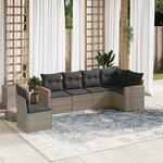 vidaXL Salon de jardin 6 Pièces avec coussins gris résine tressée