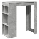 vidaXL Table de bar avec étagères gris béton bois d'ingénierie