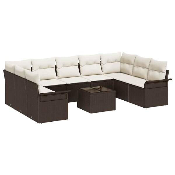 vidaXL Ensemble de canapé de jardin 10 Pièces Gris polyrotin