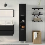 Armoire de salle de bain vidaXL Noir Chêne 30x30x179 cm en bois d'ingénierie