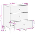 vidaXL Table de chevet 50x33x62 cm Bois de manguier solide
