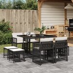 vidaXL Ensemble à manger de jardin 9Pièces coussins noir résine tressée