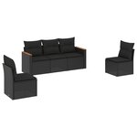 vidaXL Salon de jardin 5 Pièces avec coussins noir résine tressée