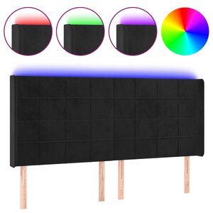 vidaXL Tête de lit à LED Noir 183x16x118/128 cm Velours