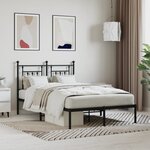 vidaXL Cadre de lit métal avec tête de lit noir 135x190 cm