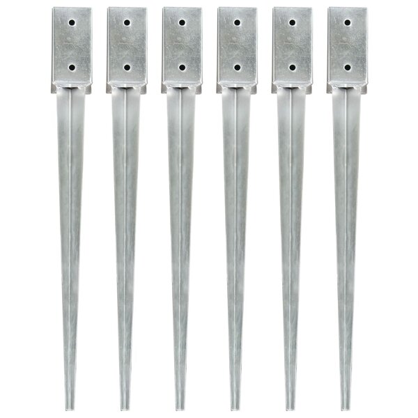 vidaXL Piquets au sol 6 Pièces Argenté 7x7x75 cm Acier galvanisé