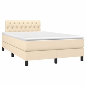 vidaXL Sommier à lattes de lit avec matelas crème 120x190 cm tissu