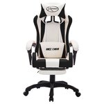 Chaise fauteuil siège pivotante de bureau informatique étude de jeux vidéo avec LED RVB et similicuir noir 02_0024208