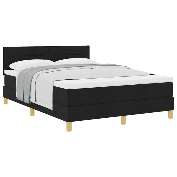 vidaXL Lit à ressorts avec coussin Noir 140 x 190 cm tissu