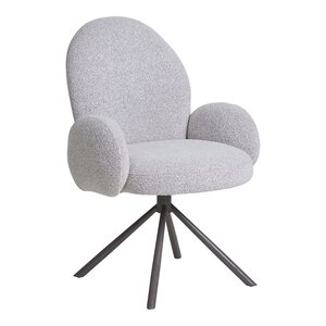 Chaise pivotante en bouclé blanc avec pieds gris