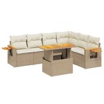 vidaXL Salon de jardin avec coussins 7 Pièces beige résine tressée