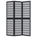 vidaXL Cloison de séparation 3 panneaux noir bois de paulownia massif