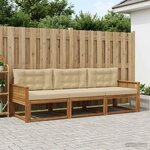 vidaXL Ensemble de canapés d'extérieur 3 pc Naturel et Beige