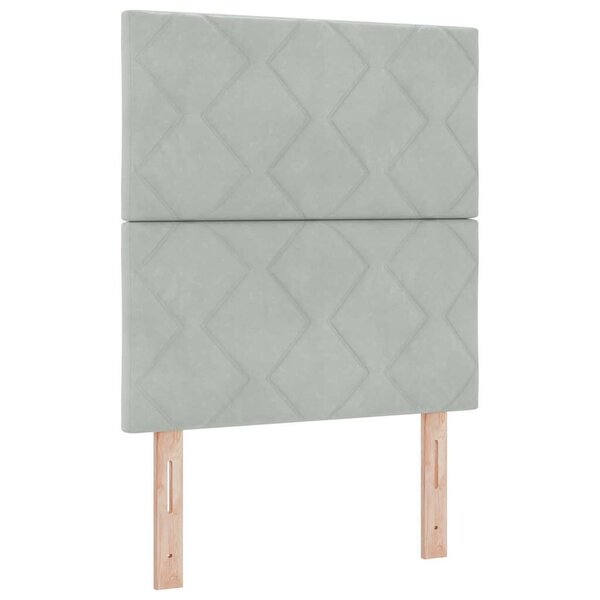 Lit cadre de vieXL avec matelas gris clair 80x200 cm en velours
