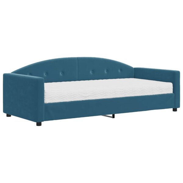 vidaXL Lit de jour avec matelas bleu 90x200 cm velours