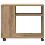 vidaXL Table d'appoint avec roues chêne artisanal bois d'ingénierie