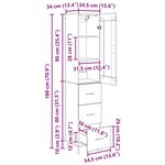vidaXL Haut Armoire Bois Ancien 34 5 x 34 x 180 cm Bois d'ingénierie