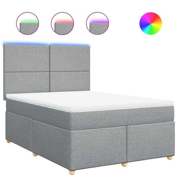 vidaXL Sommier à lattes de lit avec matelas Gris clair 140x190cm Tissu