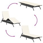 vidaXL Chaise longue avec coussin noir résine tressée