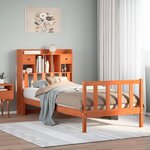 vidaXL Lit bibliothèque sans matelas cire marron 90x200 cm pin massif