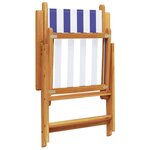 vidaXL Chaises de jardin lot de 2 bleu/blanc bois acacia massif tissu