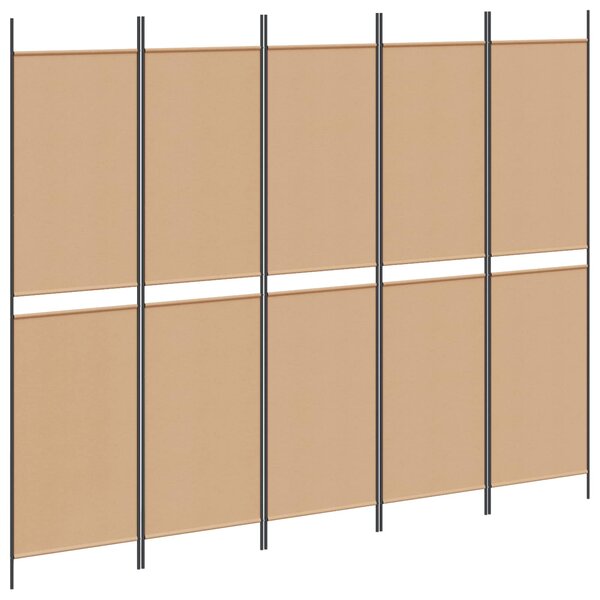 vidaXL Paravent 5 panneaux Beige 250 x 200 cm Tissu