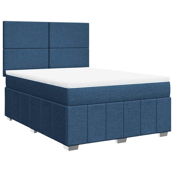vidaXL Sommier à lattes de lit avec matelas Bleu 140x190 cm Tissu
