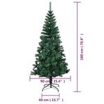 vidaXL Sapin de Noël artificiel pointes iridescentes Vert 180 cm PVC