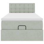 vidaXL Cadre de lit ottoman et matelas gris clair 100x200 cm velours