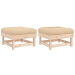 vidaXL Repose-pieds de jardin avec coussins lot de 2 bois pin massif