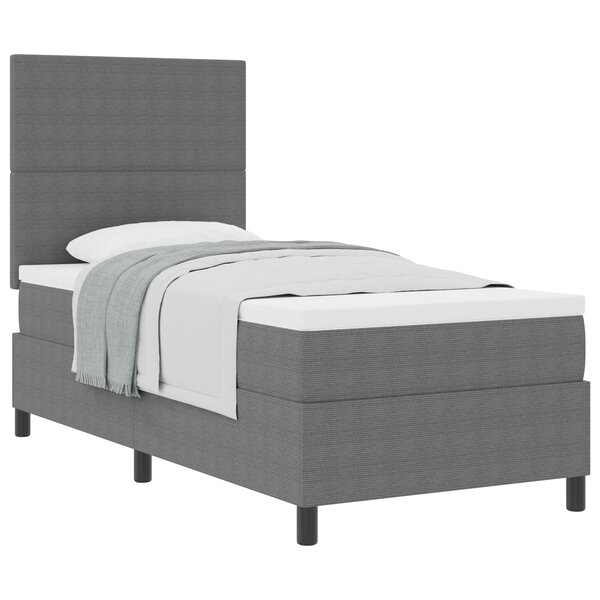vidaXL Lit à Ressorts avec Matelas Gris Clair Lit Simple en Tissu en Velours Côtelé