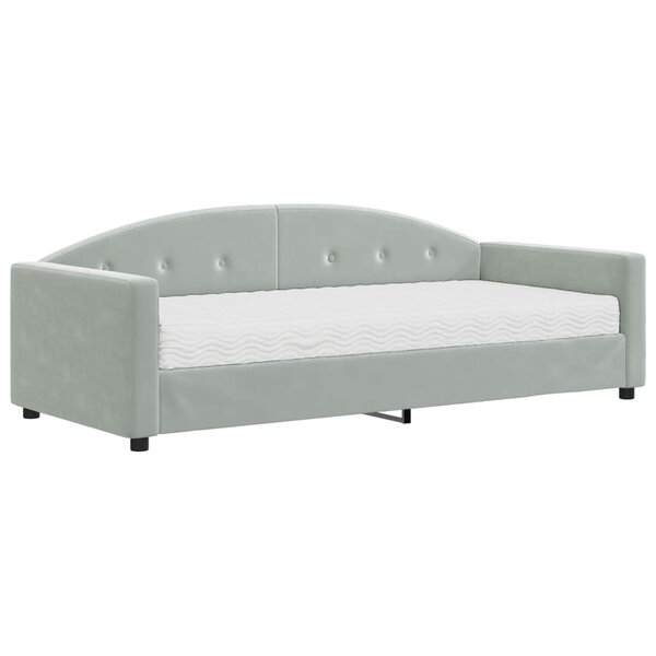 vidaXL Lit de jour avec matelas gris clair 90x190 cm velours