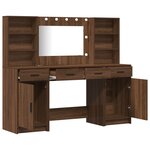 Coiffeuse vidaXL avec lumières LED Chêne Marron 158 5x41x135 cm