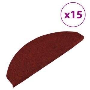 vidaXL Tapis d'escalier autocollants 15 Pièces 65x22 5x3 5 cm Rouge