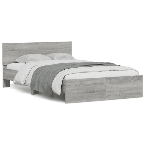 vidaXL Cadre de lit avec tête de lit sonoma gris 135x190 cm
