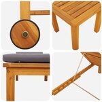 vidaXL Chaises longues 2 Pièces avec table et coussins en bois d'acacia massif