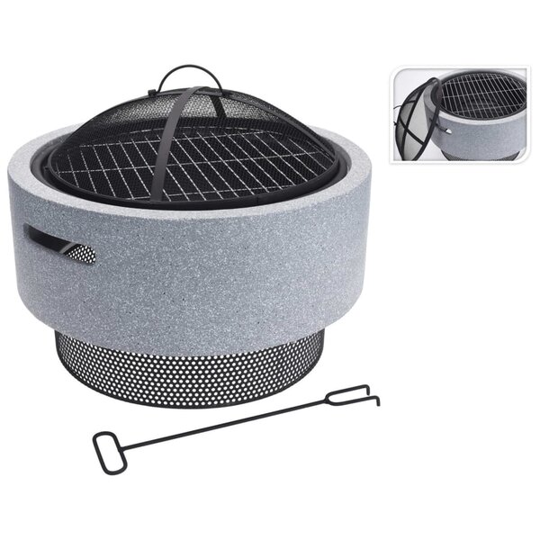 ProGarden Bol à feu avec grille de barbecue Gris clair 52x18 5 cm