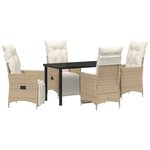 vidaXL Ensemble de salle à manger de jardin 5 pièces avec coussins beige en poly rattan