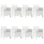vidaXL Ensemble de salle à manger de jardin 9 pièces avec coussins blanc poly rattan