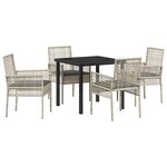 vidaXL Ensemble de Salle à Manger de Jardin 5 Pièces avec Coussins en Poly Rattan Gris Clair